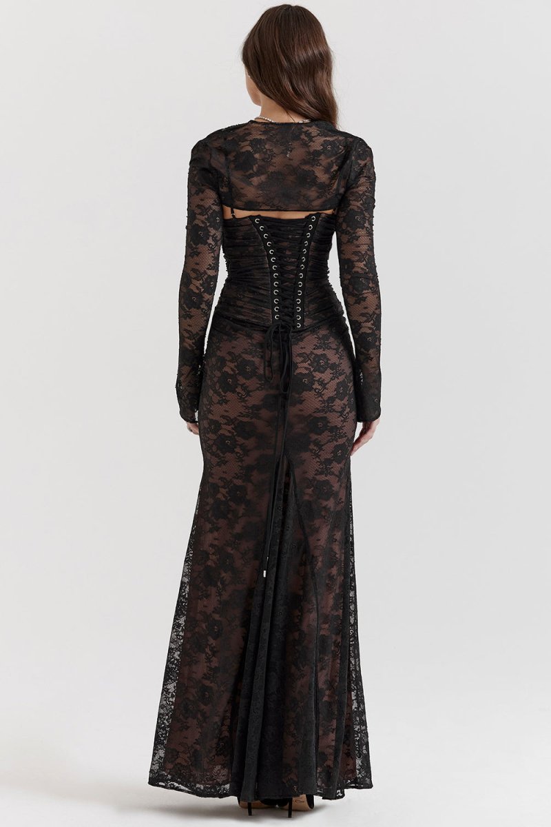 Damen-Kleid Bodycon Schnürung Polyester und Elasthan-4