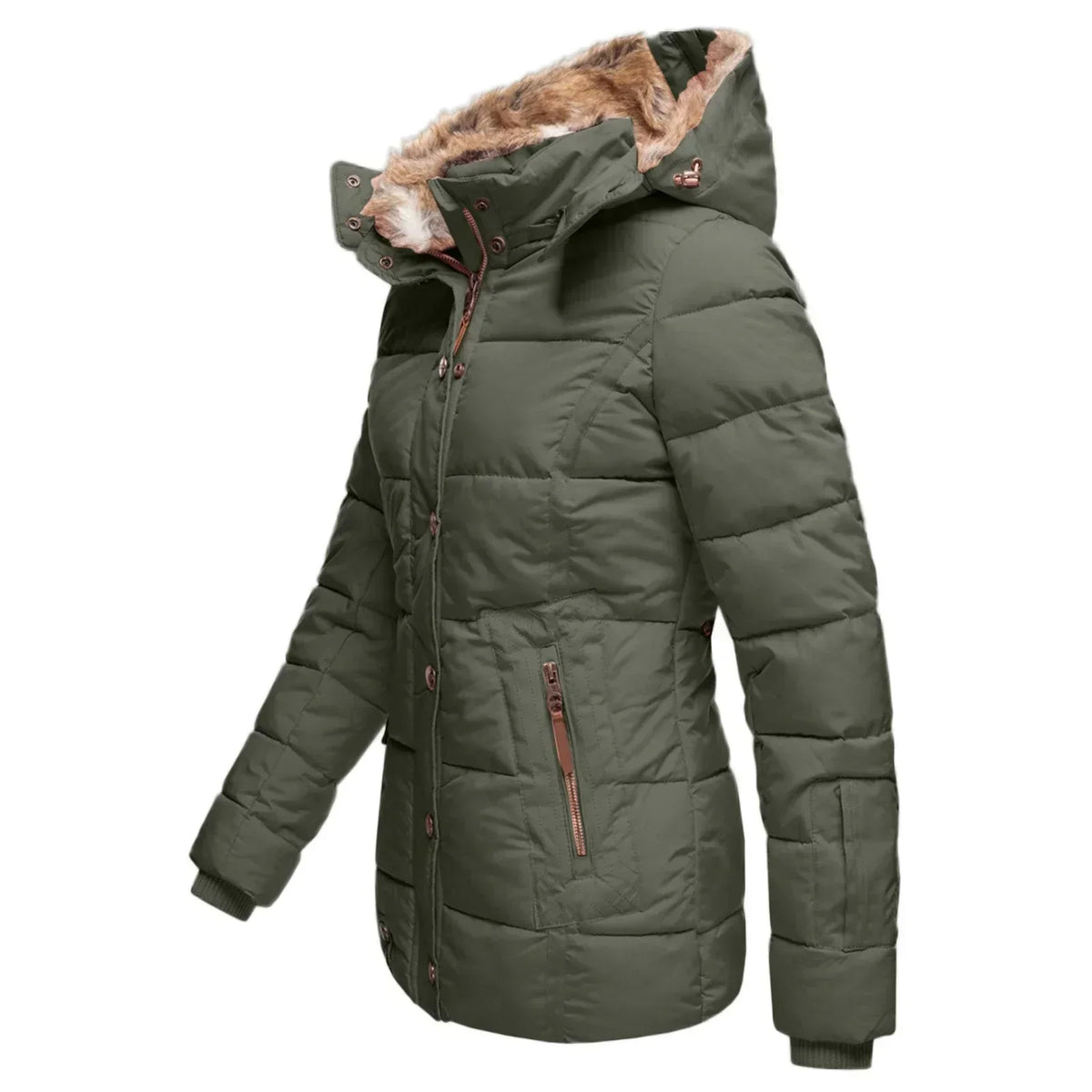Damen-Lange Winterjacke, wasserfest und Winddichtes Polyester, mit Verstellbarer Taille 2