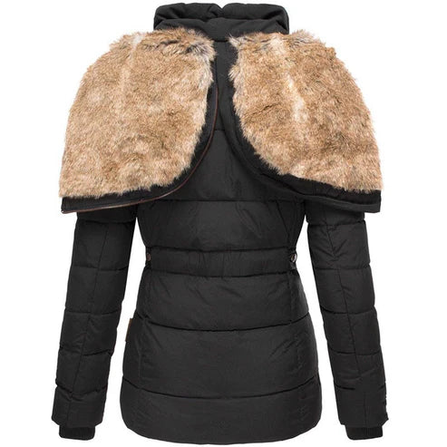 Damen Winterjacke Winddicht mit synthetischem Pelzfutter Isoliert-2