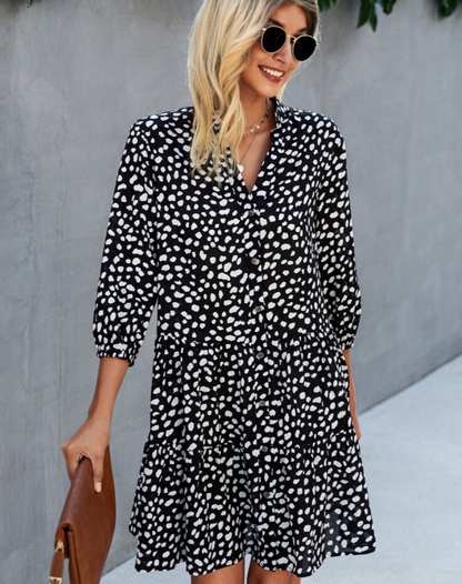 Damen-Kleid Casual mit Knopfverschluss aus weichem Stoff 3