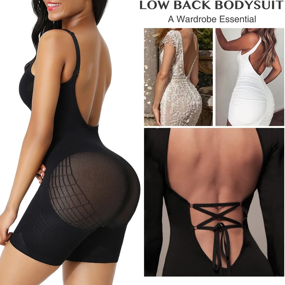 Damen-Bodysuit niedriger Rücken verstellbare Träger Nylon Elasthan-6