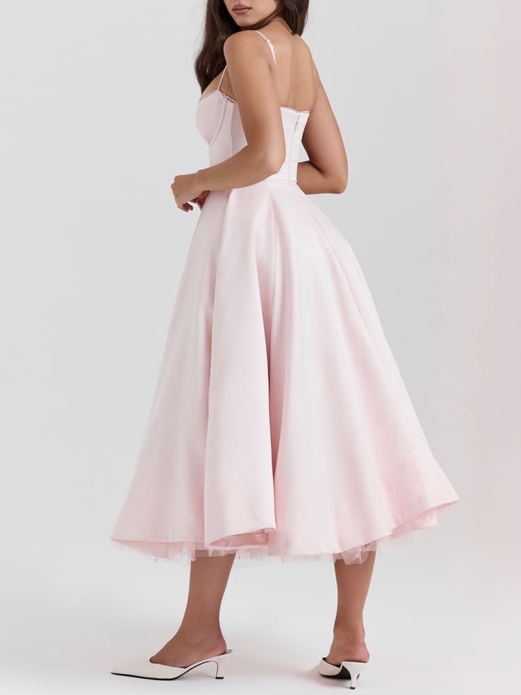 Damen-Midikleid, Korsett, hochwertiger Stoff-6