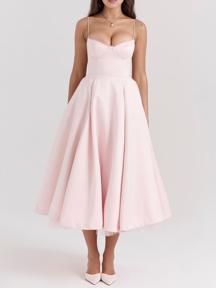 Damen-Midikleid, Korsett, hochwertiger Stoff-1