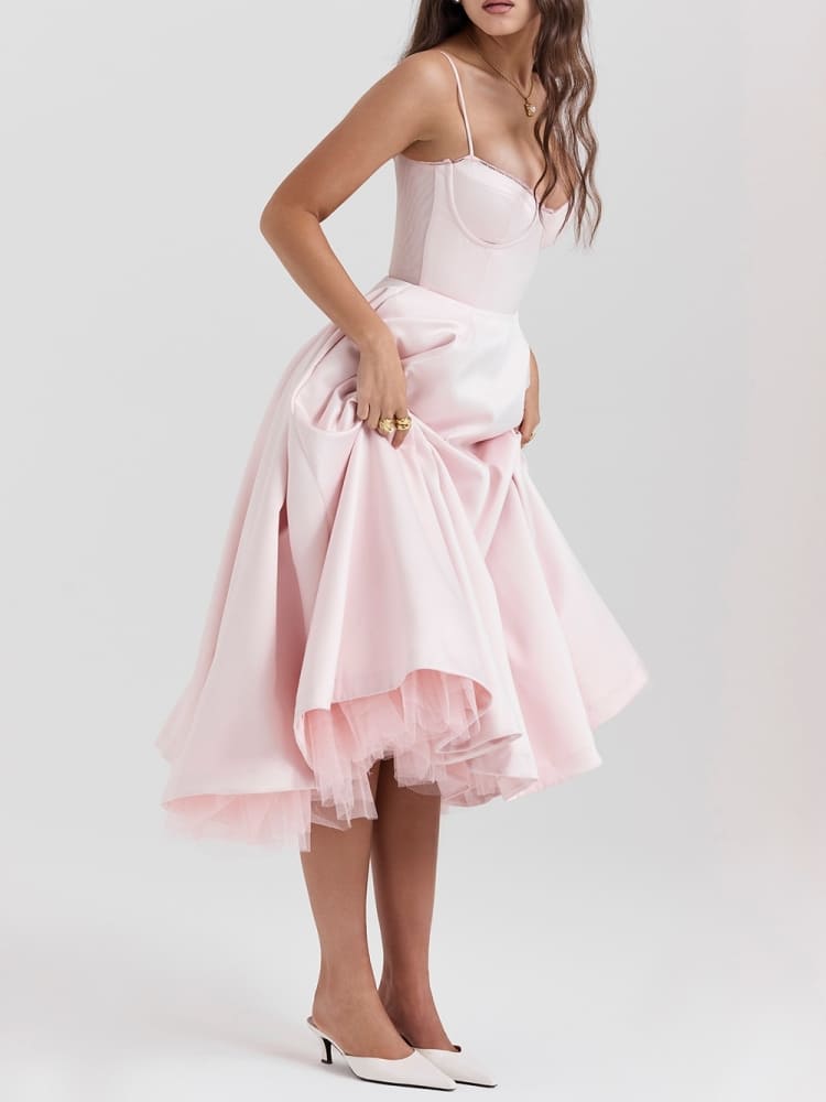 Damen-Midikleid, Korsett, hochwertiger Stoff-5