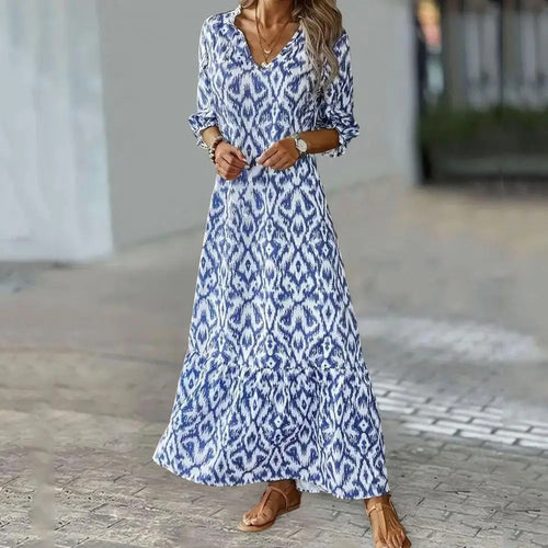 Damen-Maxikleid, Boho-Stil, mit langen Ärmel aus Polyester 1