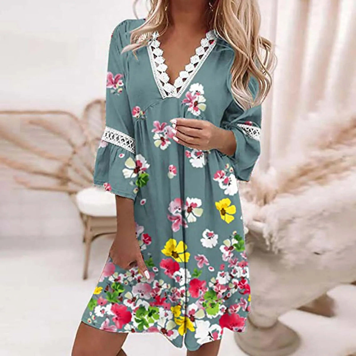 Damen-Kleid, Boho, leichtes Material-2