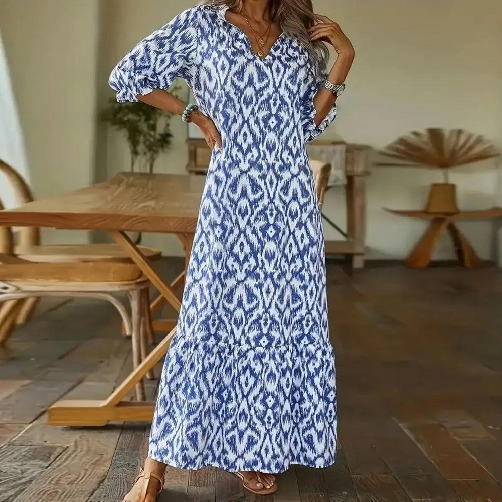 Damen-Maxikleid, Boho-Stil, mit langen Ärmel aus Polyester 2