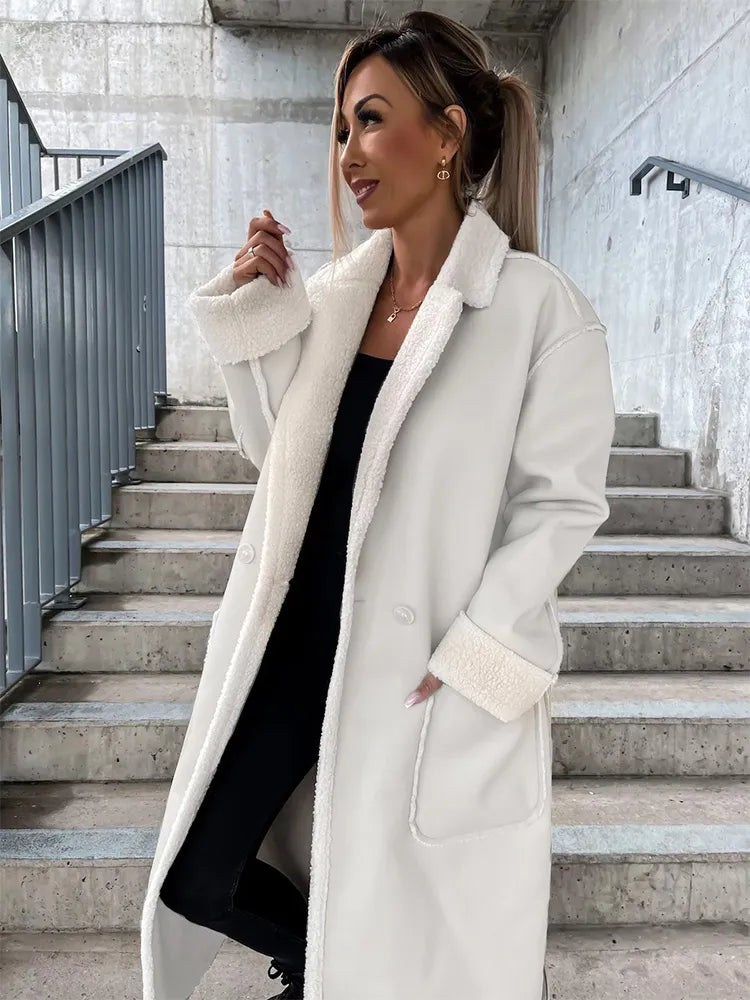 Damen-Lederjacke, mit Pelzdetails und Gürtel, Kunstfell und Polyester-2