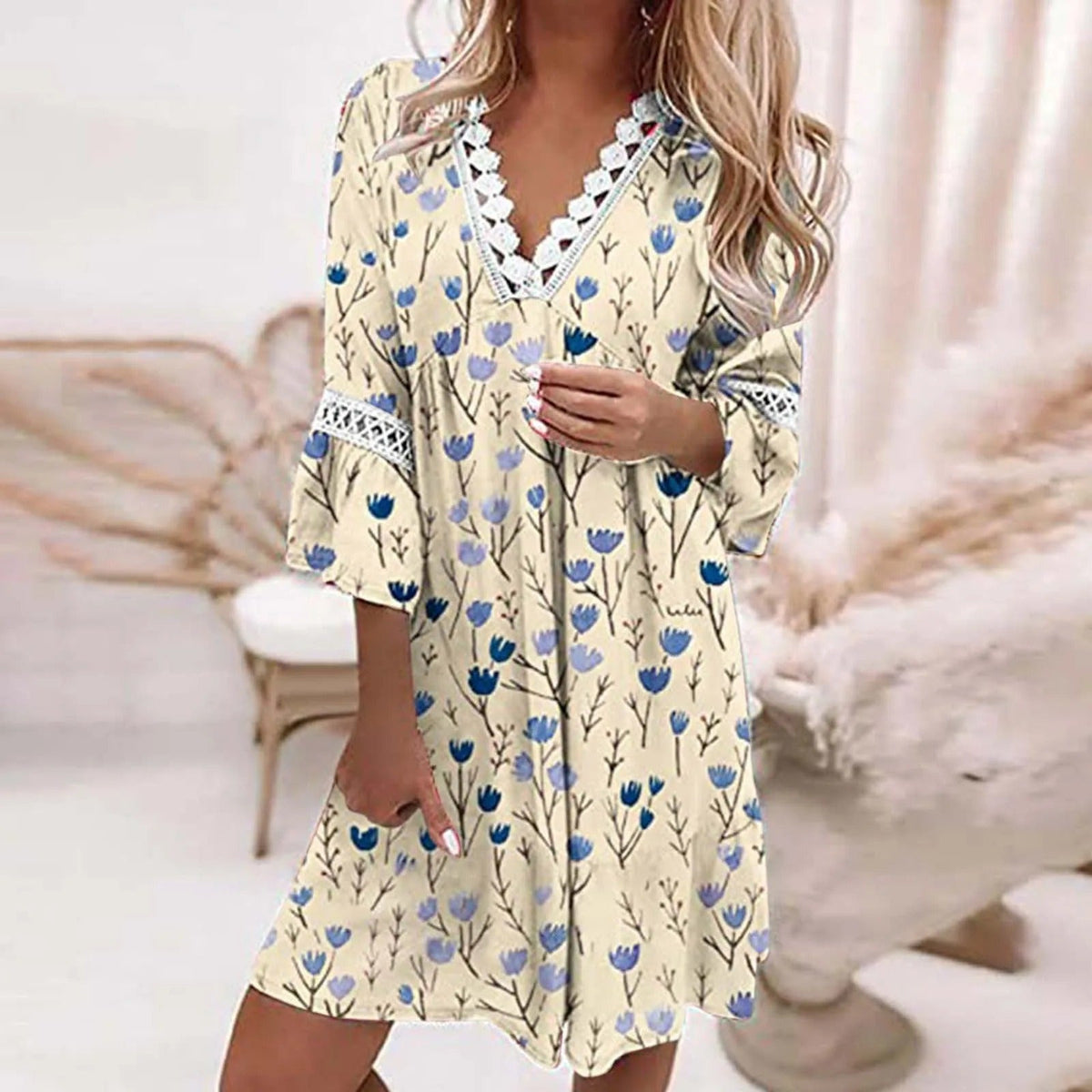 Damen-Kleid, Boho, leichtes Material-3