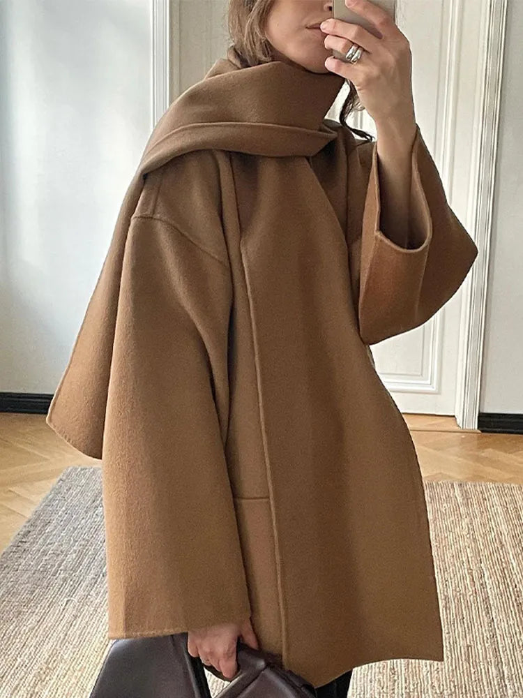 Damen-Mantel Lange Ärmel Knopfverschluss Polyester Wintermantel 2
