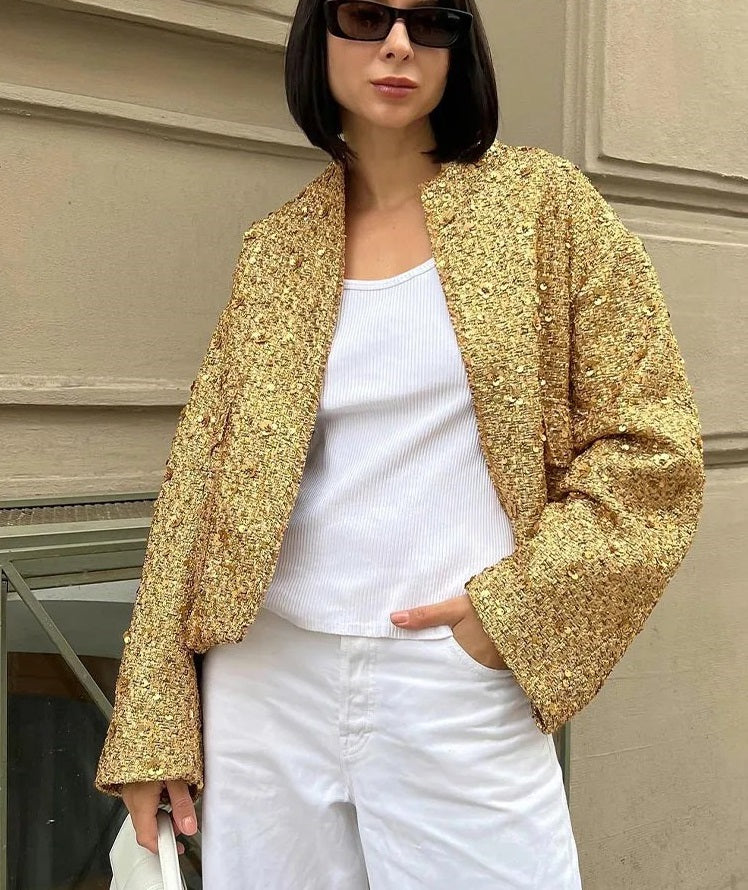 Variant image for Damen-Mantel Übergroß mit goldfarbenen Pailletten Polyester-1