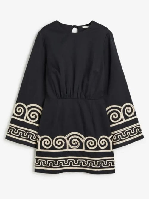 Damen-Maxikleid, Griechisch, Inspiriert, Langarmer Weicher Stoff 1