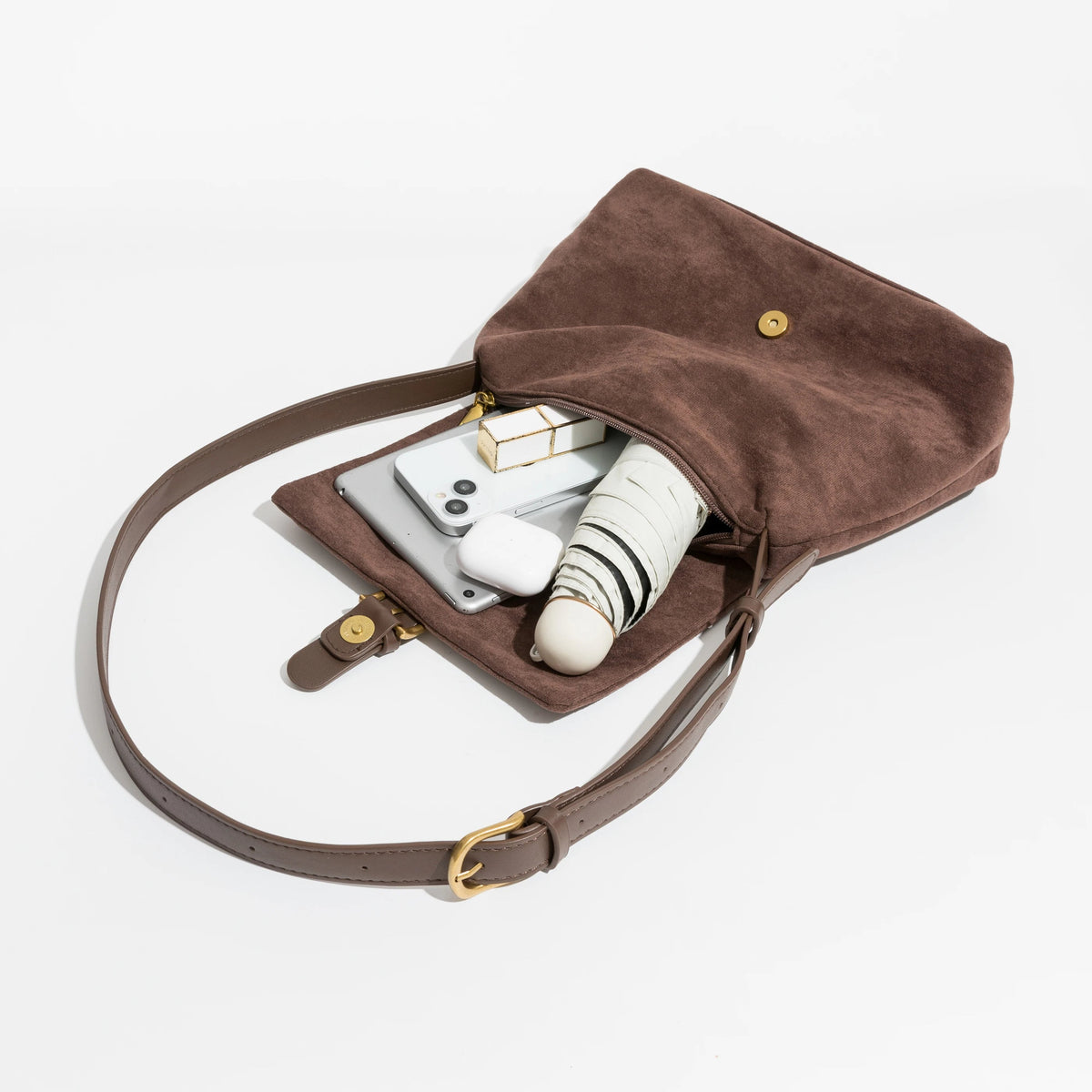 Damen Schultertasche Verstellbares Wildleder Elegantes Design-2
