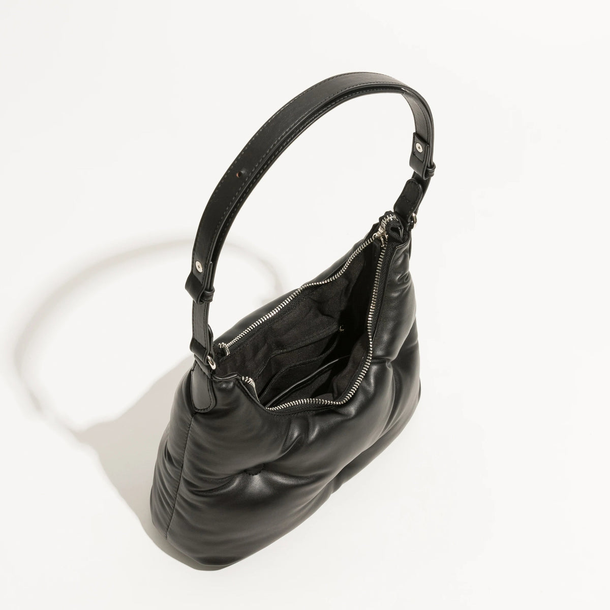 Damen Schultertasche Gesteppter Veganleder mit verstellbaren Schulterriemen-3