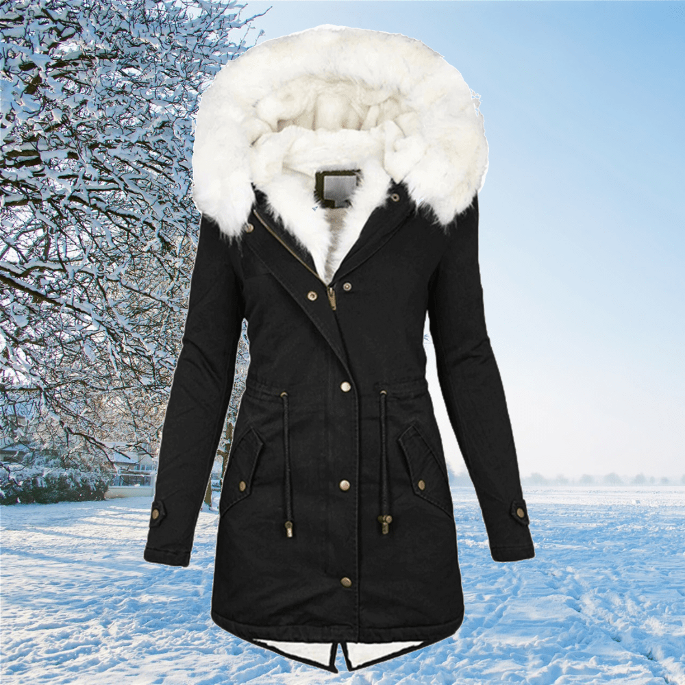 Winterjacke Damen Elegant Polyester Langer Schnitt-1