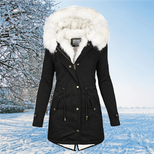 Winterjacke Damen Elegant Polyester Langer Schnitt-1