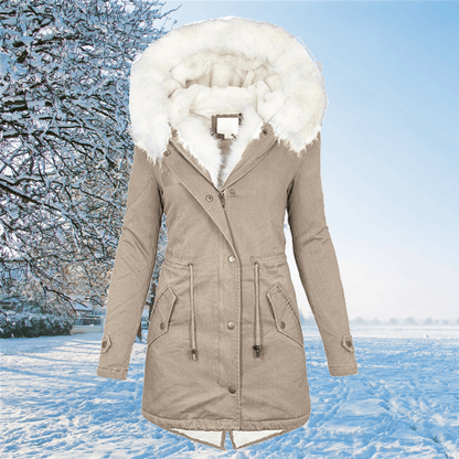 Langer Wintermantel Damen Gefüttert Polyester und Baumwolle-2