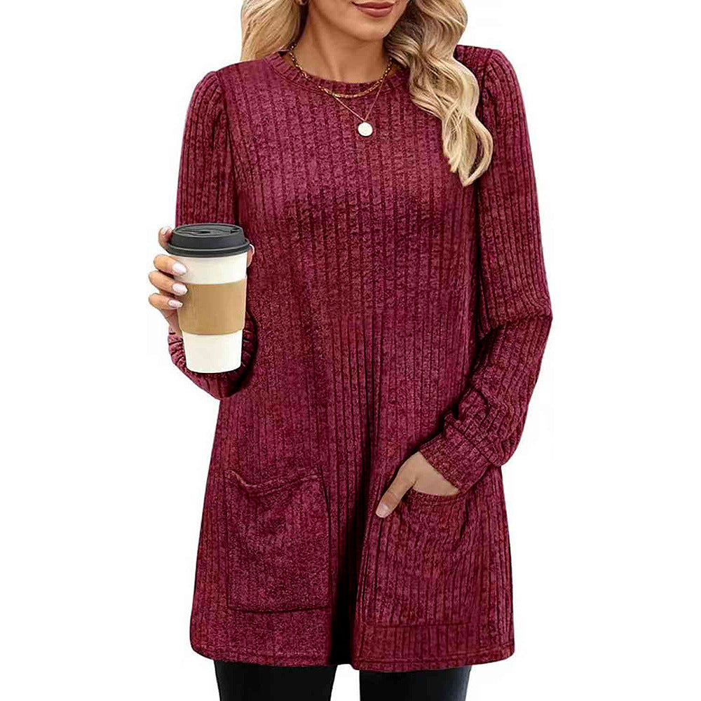 Variantenbild für halblanges Damen-Strickkleid aus Acryl für Herbst und Winter-33