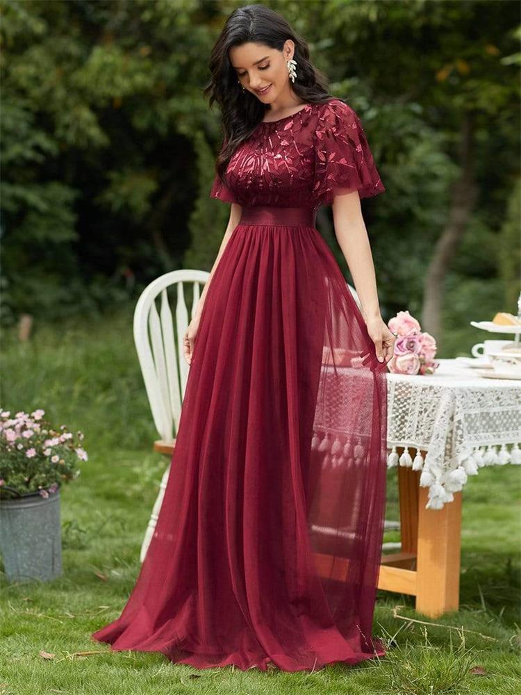 Maxikleid Damen A-Linie mit Strassmuster Polyester-3