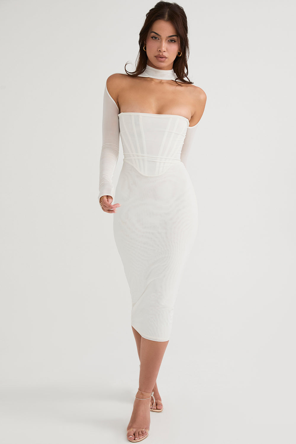 Damenkleid Midi Korsett-Mesh Polyester-3