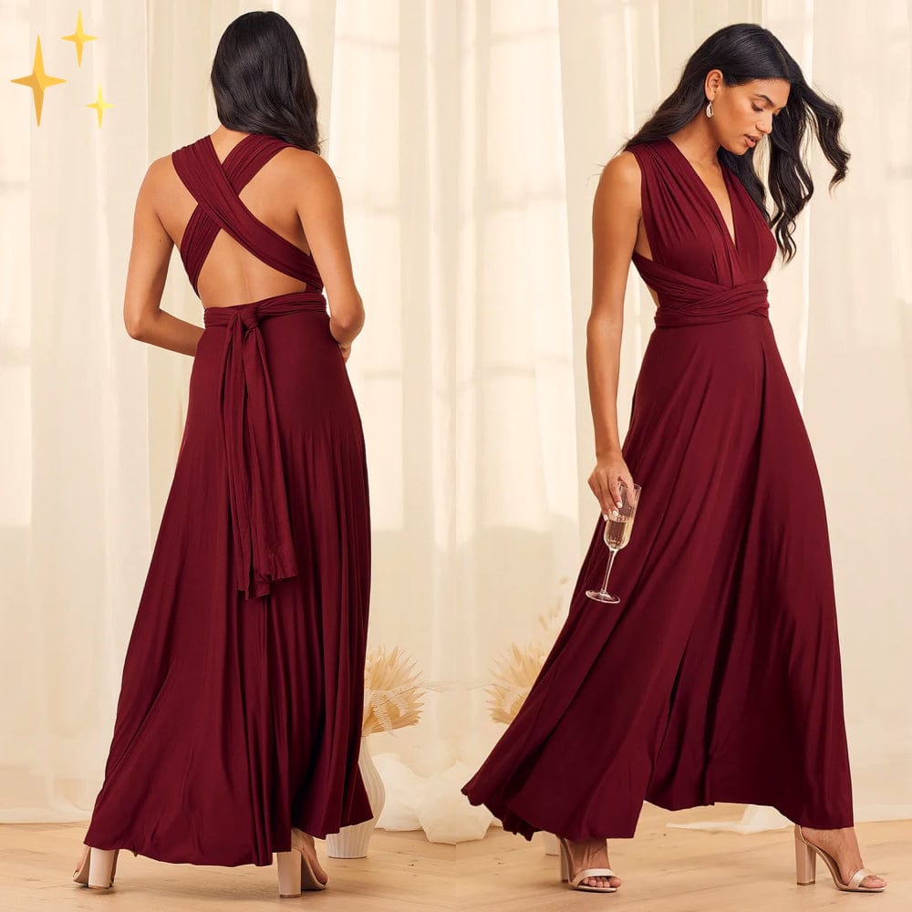 Maxikleid Damen Vielseitig Wickel-Design Lang Atmungsaktiver Stoff für Sommer-2