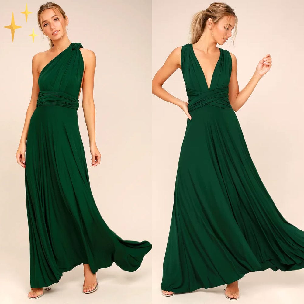Maxikleid Damen Vielseitig Wickel-Design Lang Atmungsaktiver Stoff für Sommer-3