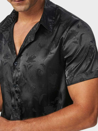 Damen-Bluse, kurzärmeliges Satin, leichter Sommer-5