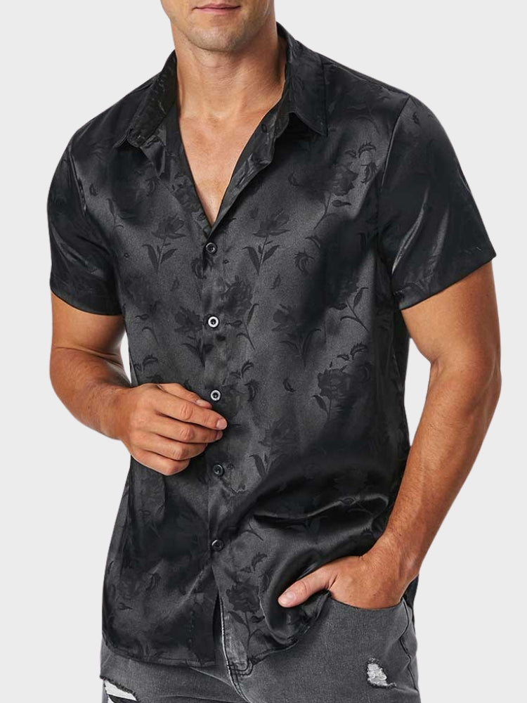 Damen-Bluse, kurzärmeliges Satin, leichter Sommer-4
