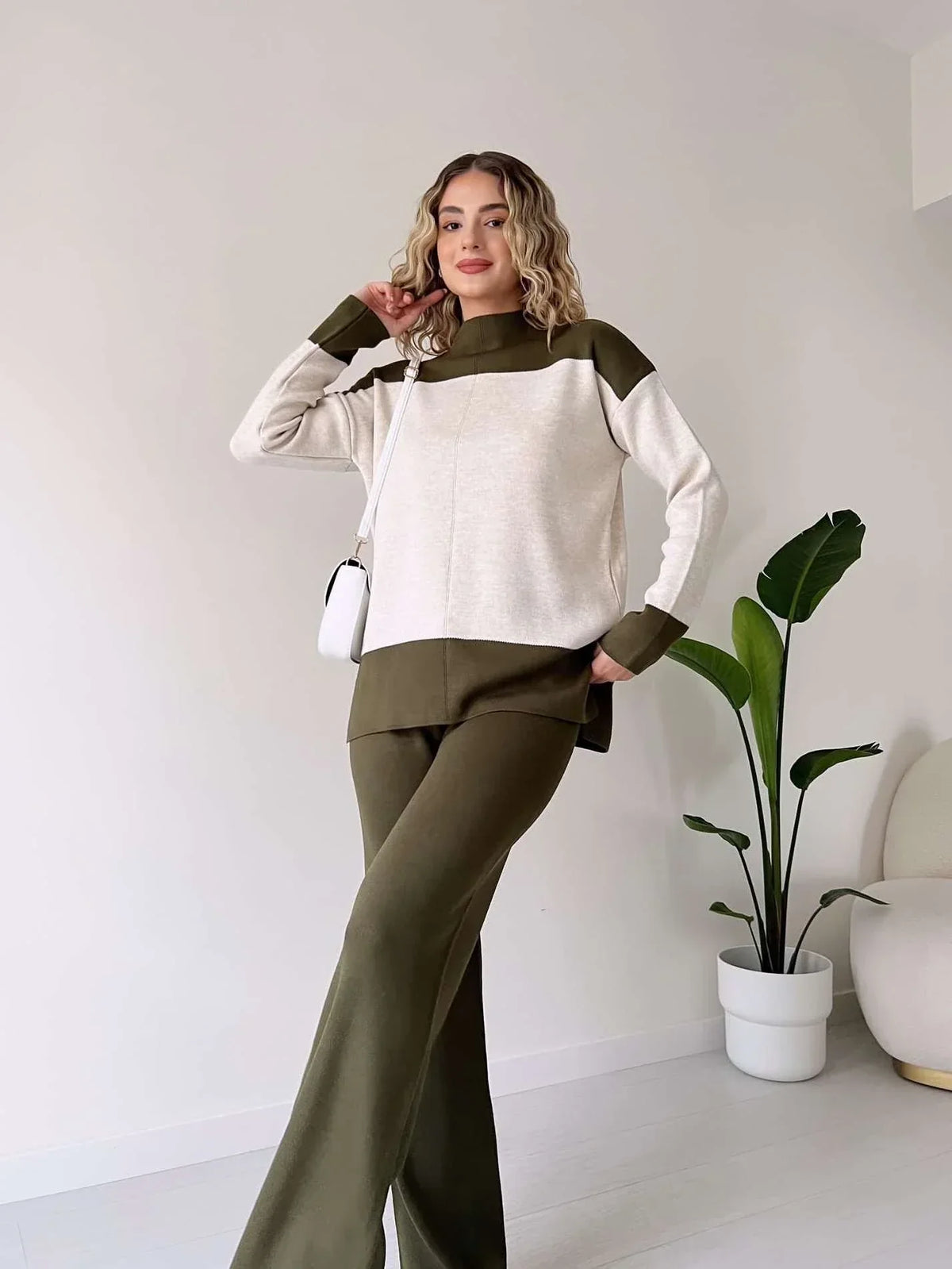Damen-Loungewear-Set, elegante weiche Acrylmischung-2