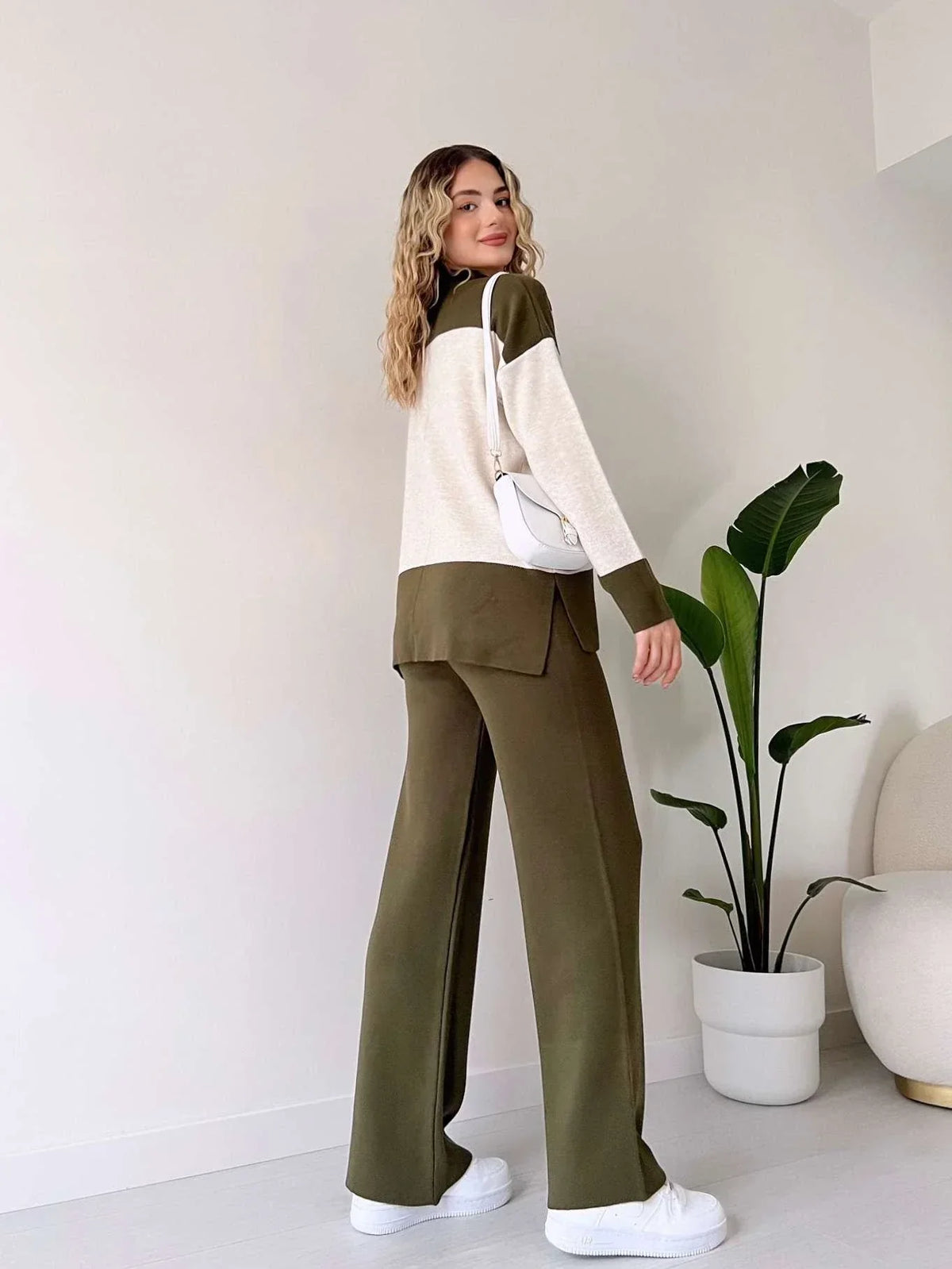 Damen-Loungewear-Set, elegante weiche Acrylmischung-3