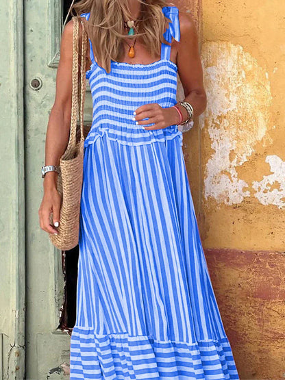 Damen-Kleid, gestreift, zeitloses Design, hochwertiger Stoff-2