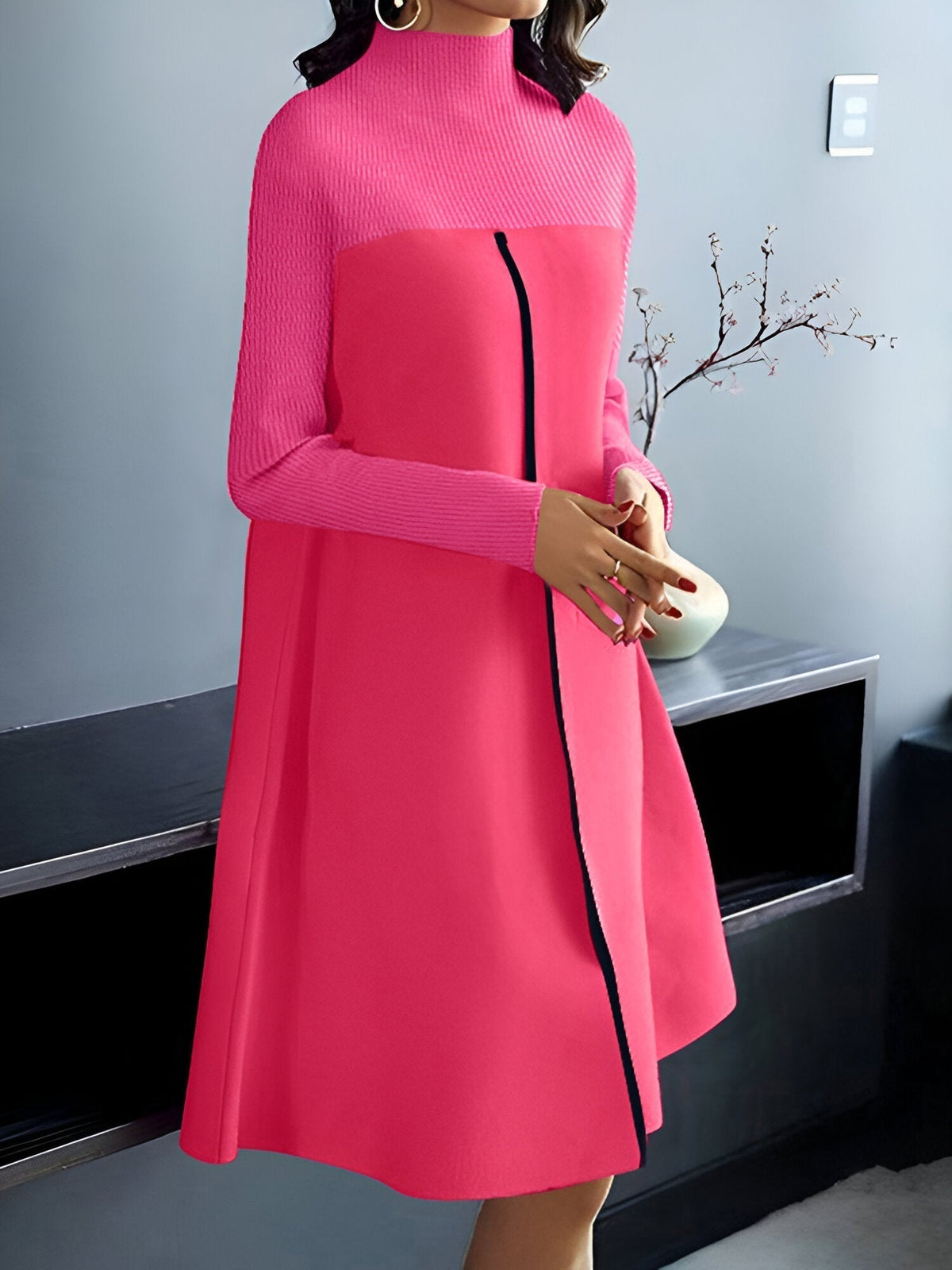 Damen-Strickkleid, vintage-inspiriert, mehrfarbig, 100% Acryl-2
