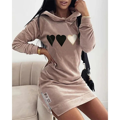 Damen-Kapuzenpullover Sweatshirt Weich Gestrickt mit Herzmuster 5