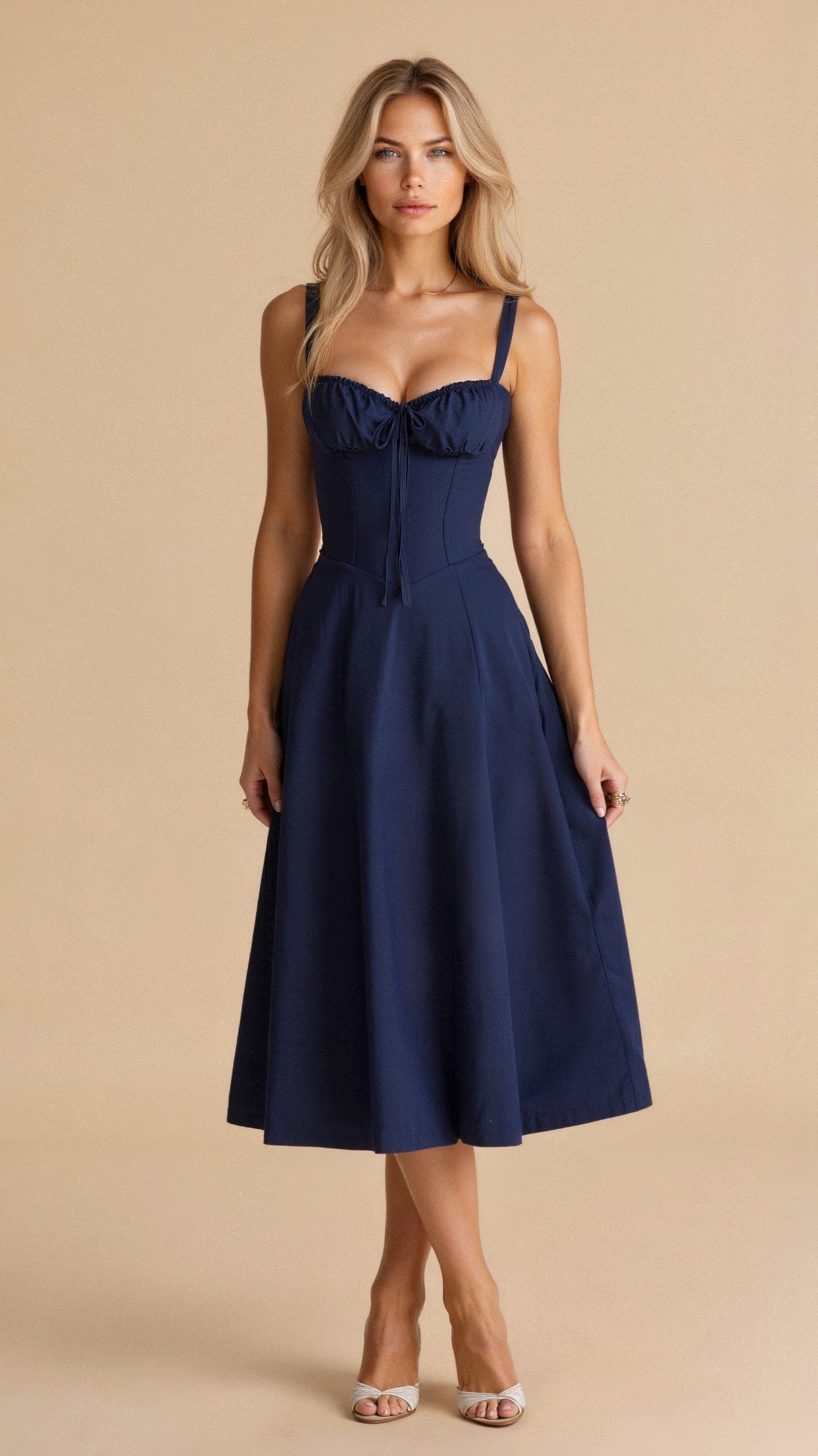 Variantenbild für Damen-Taillenkleid mit schwingendem Rock aus leichtem Material-36