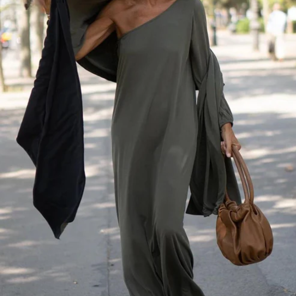 One-Shoulder-Kleid aus atmungsaktiver Baumwolle für Damen – modern und elegant, normale Passform, Größe S-3XL 4