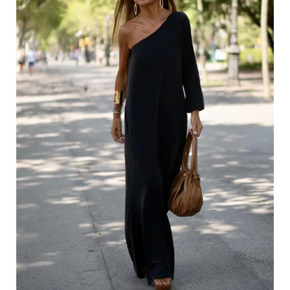 One-Shoulder-Kleid aus atmungsaktiver Baumwolle für Damen – modern und elegant, normale Passform, Größe S-3XL 5