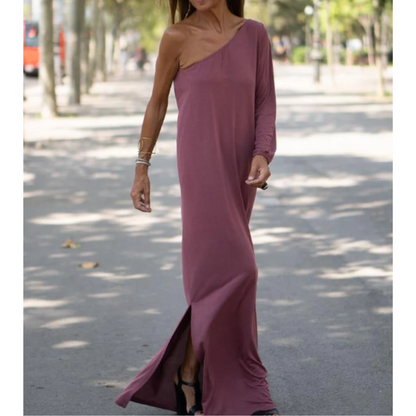 One-Shoulder-Kleid aus atmungsaktiver Baumwolle für Damen – modern und elegant, normale Passform, Größe S-3XL 3