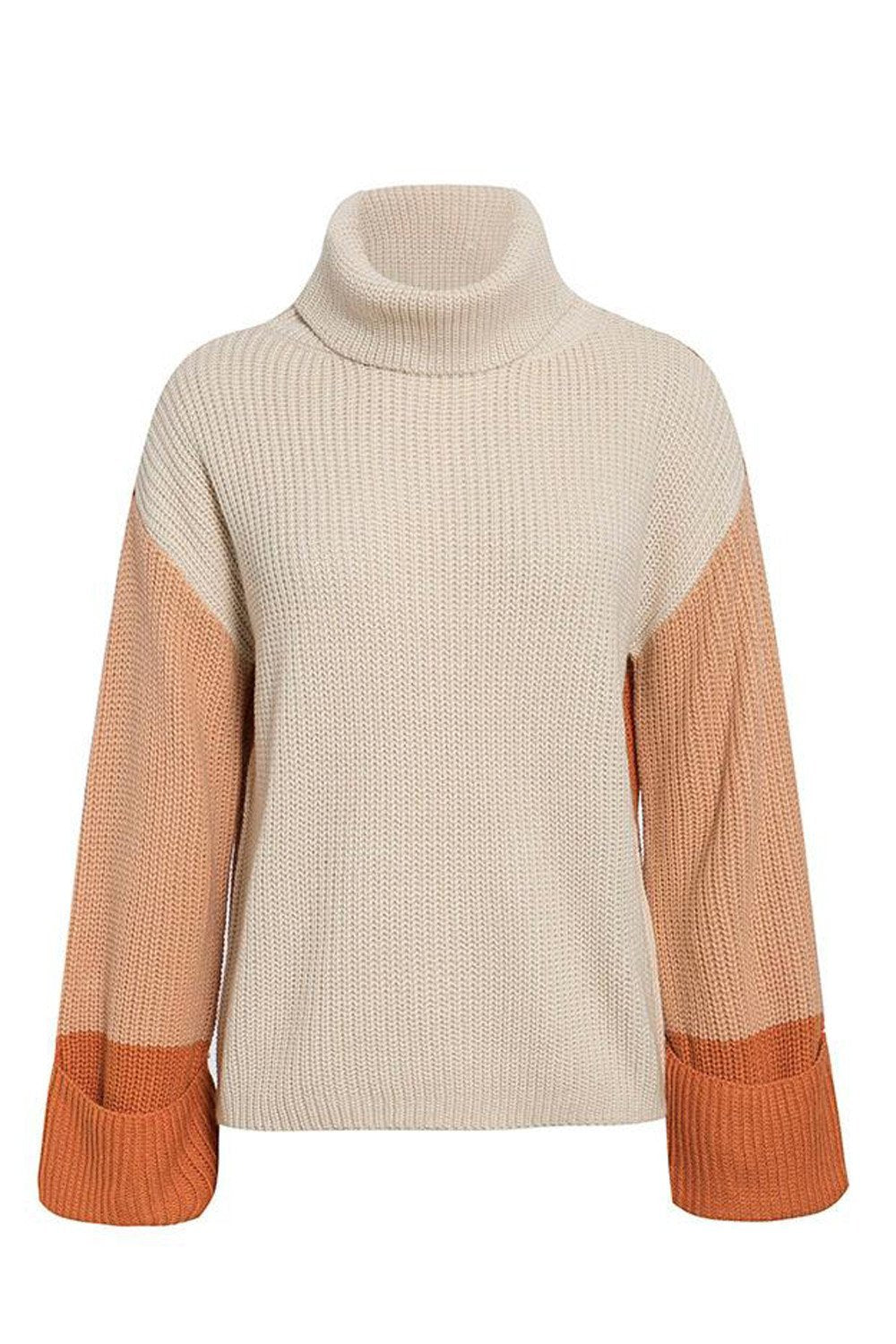 Damen-Strickpullover, Patchwork, Acryl, Rollkragen-4