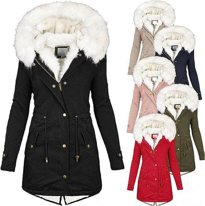 Winterjacke Damen Elegant Polyester Langer Schnitt-2