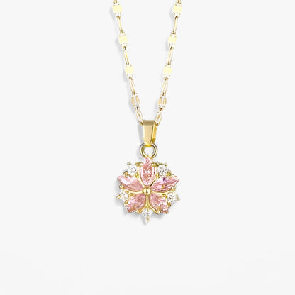Damen-Anhänger, rosa Sakura, Edelstahl-1