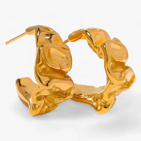 Damen-Goldohrringe, abstraktes Design, hochwertiges Metall 1