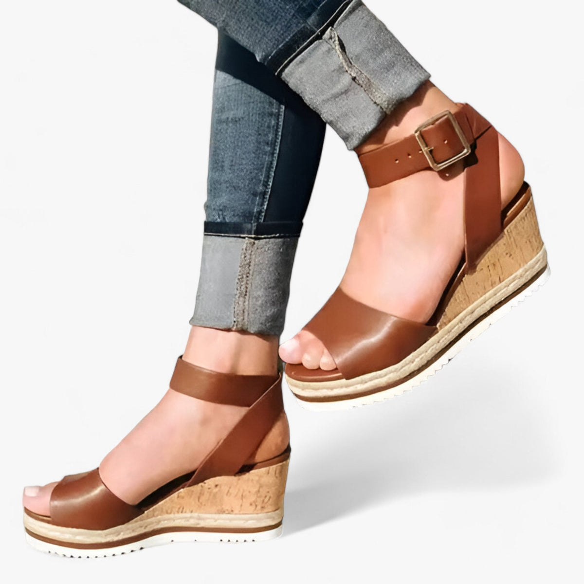 Orthopädische Keilsandalen für Damen aus Veganleder – komfortable Plateausohle mit 3 cm Absatzhöhe und flexibler Passform 9