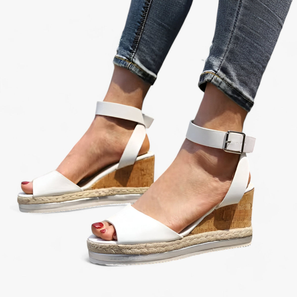 Orthopädische Keilsandalen für Damen aus Veganleder – komfortable Plateausohle mit 3 cm Absatzhöhe und flexibler Passform 3