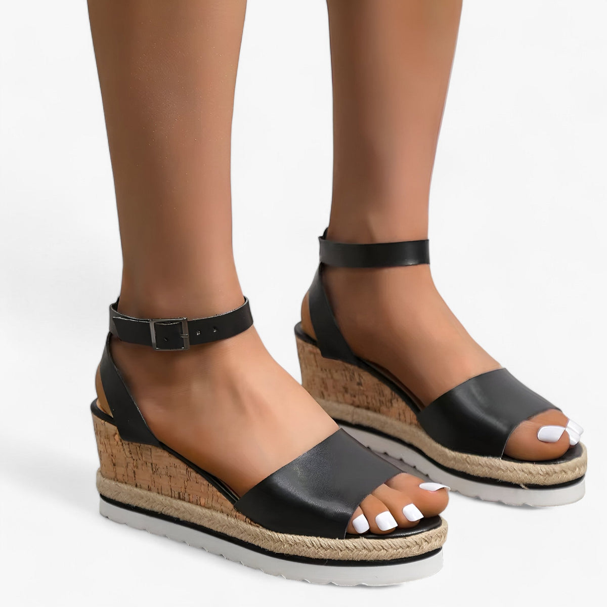 Orthopädische Keilsandalen für Damen aus Veganleder – komfortable Plateausohle mit 3 cm Absatzhöhe und flexibler Passform 8