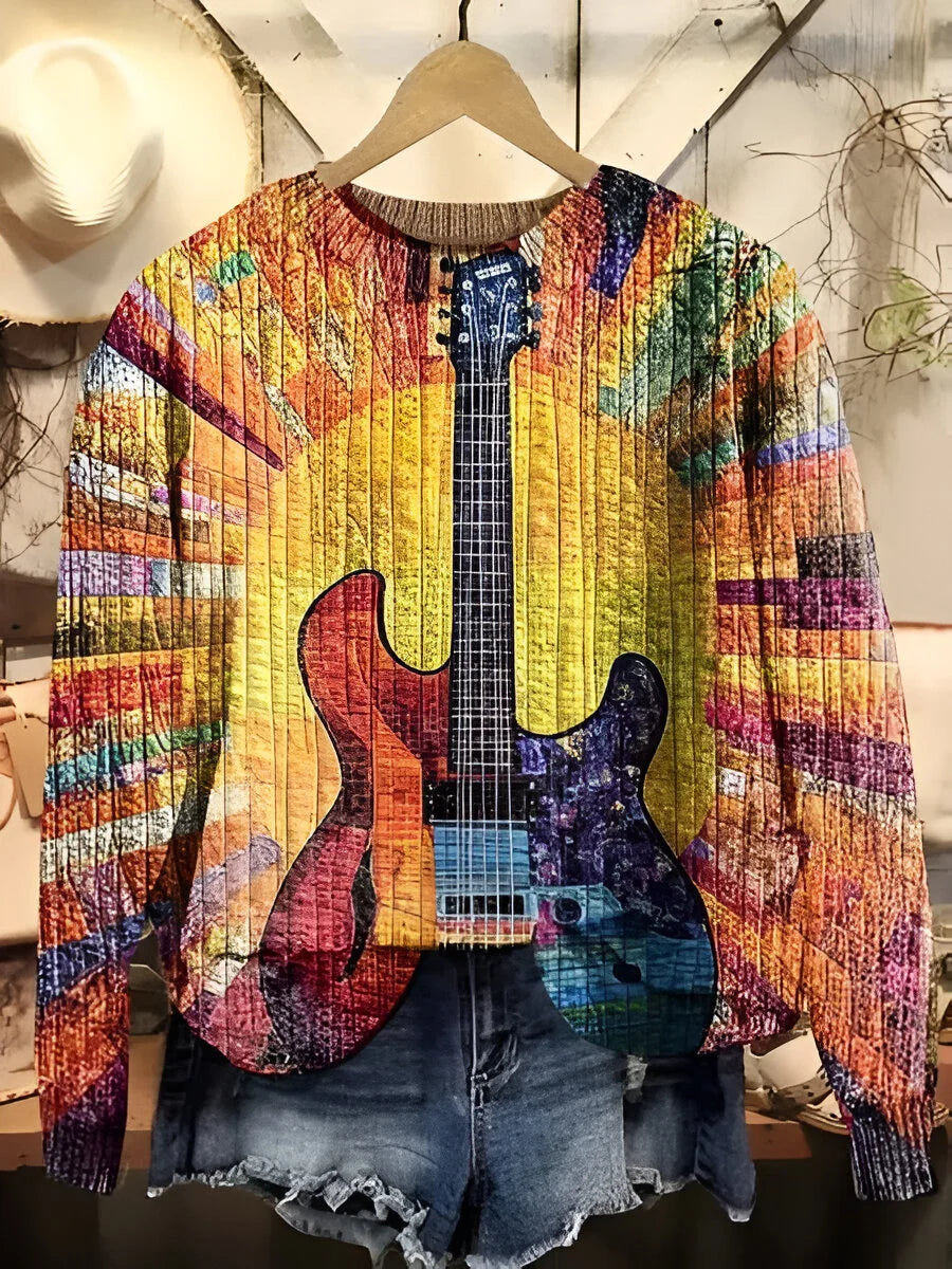 Damenpullover im Boho-Stil, lässig, 100% Baumwolle, farbenfrohes Design-1