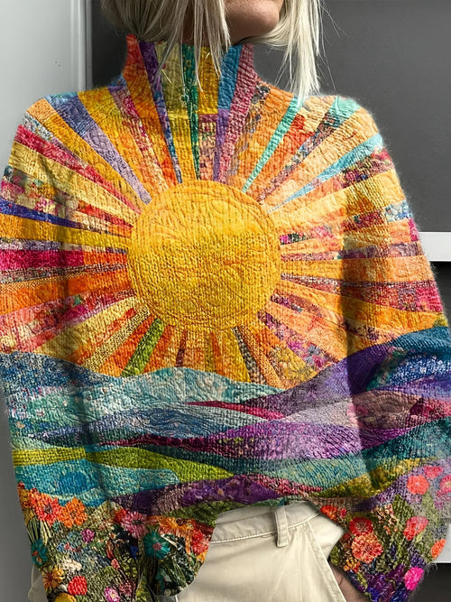 Damen-Rollkragenpullover, buntes weiches Acryl-1