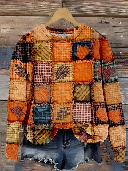 Variantenbild für weichen Damenpullover mit Patchwork-Muster aus 100 % Baumwolle-1