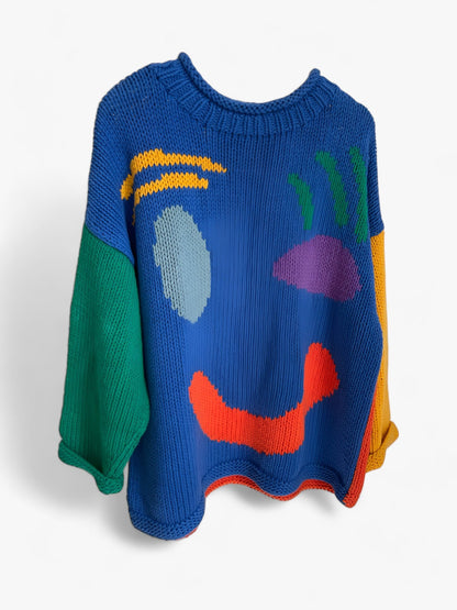 Herrenpullover im lockeren Schnitt aus Polyester mit gesticktem Smiley-Gesicht – weicher und bequemer Casual-Pullover 1