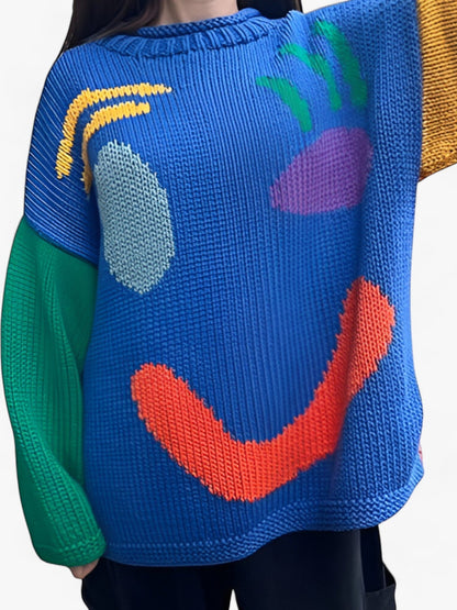 Herrenpullover im lockeren Schnitt aus Polyester mit gesticktem Smiley-Gesicht – weicher und bequemer Casual-Pullover 2