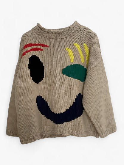 Herrenpullover im lockeren Schnitt aus Polyester mit gesticktem Smiley-Gesicht – weicher und bequemer Casual-Pullover 4